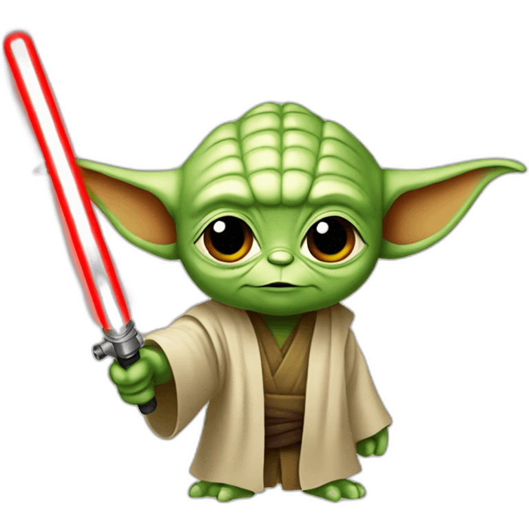 Yoda with a red lightsaber emoji