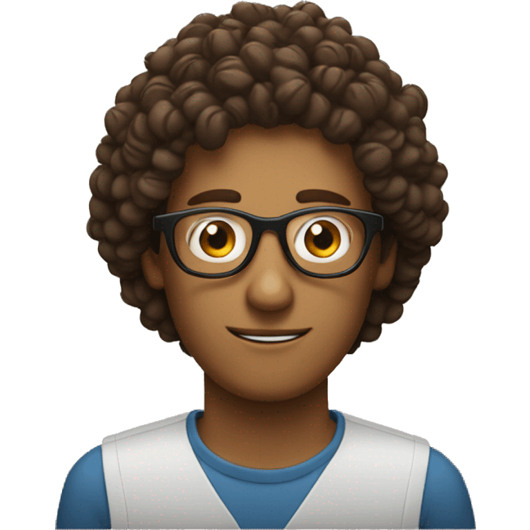 a coffee man with curly hair and glasses emoji