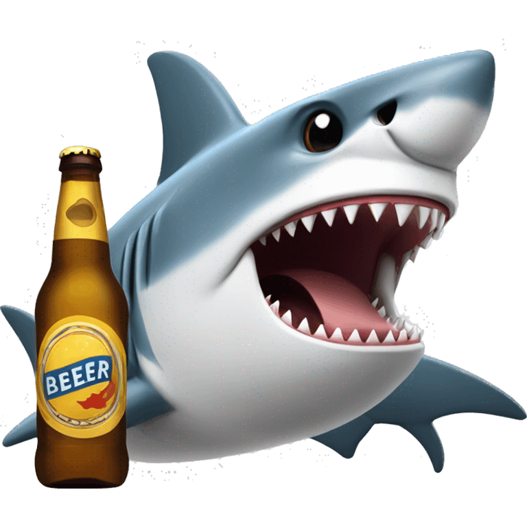 shark drinking a beer bottle emoji