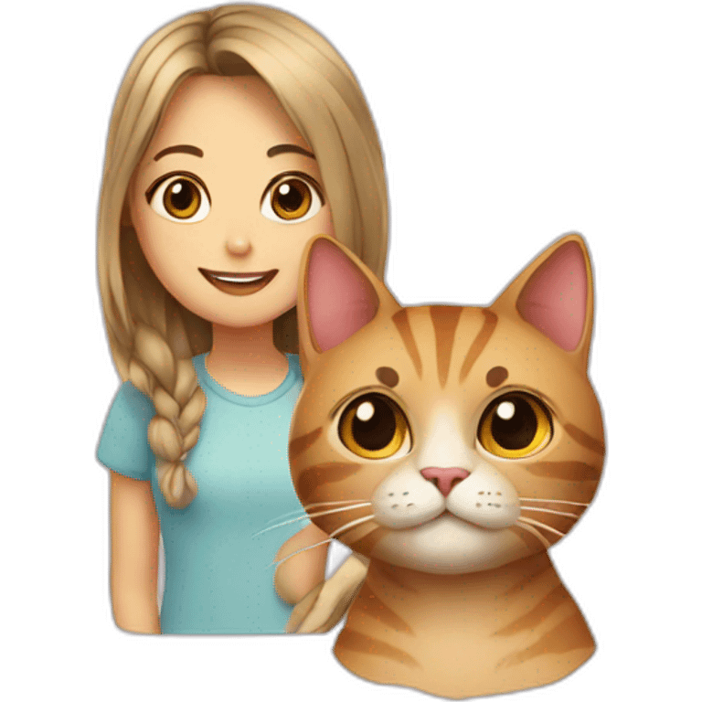 cat and girl emoji