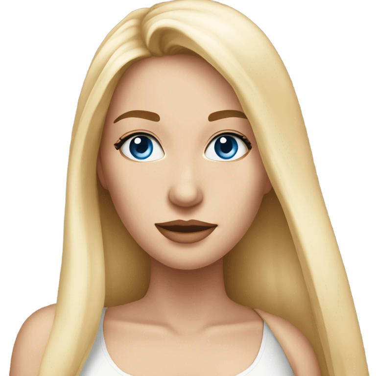 beautiful woman, long straight blonde hair, blue eyes, white tank top  emoji