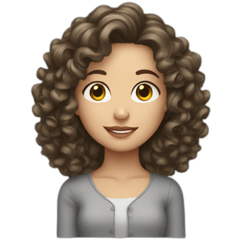 white brunnette girl with curly hair emoji