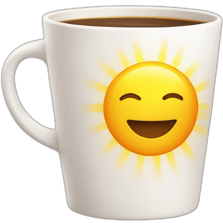 coffee cup with sunshine emoji