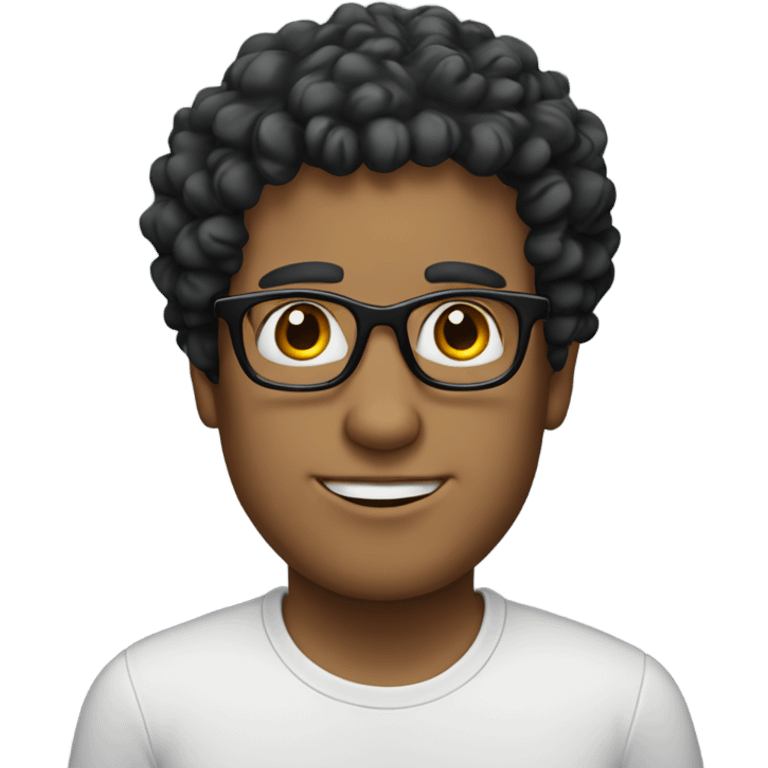 white guy with black curly hair glasses  emoji