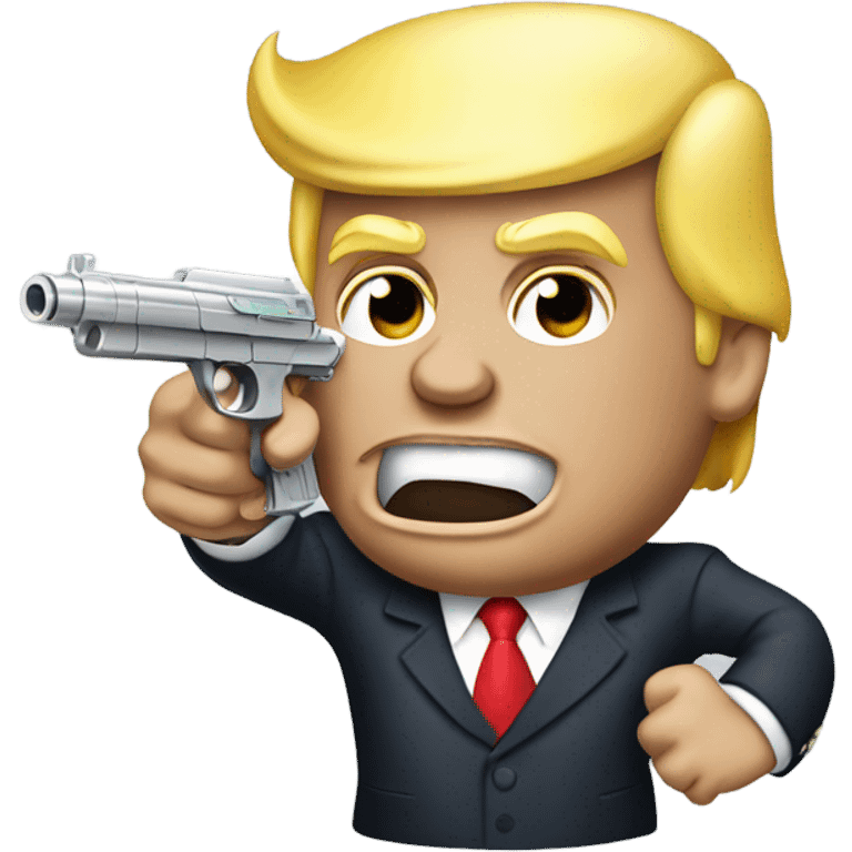 Donald trump aiming a silver squirt gun in his chin emoji