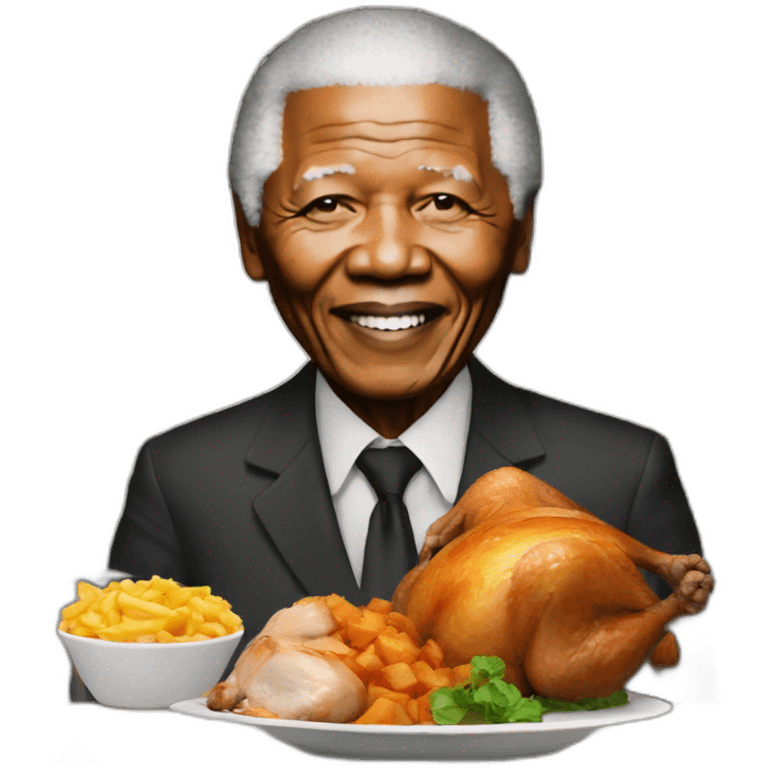 Nelson Mandela with a whole roast chicken in prison emoji