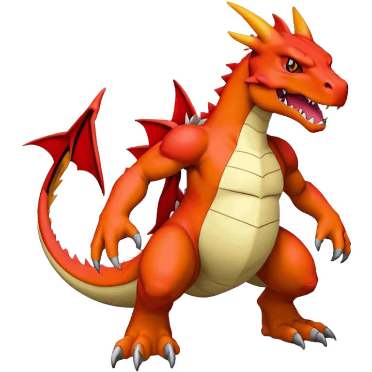 Cool edgy Guilmon-Agumon-Charizard-Digimon, full body  emoji