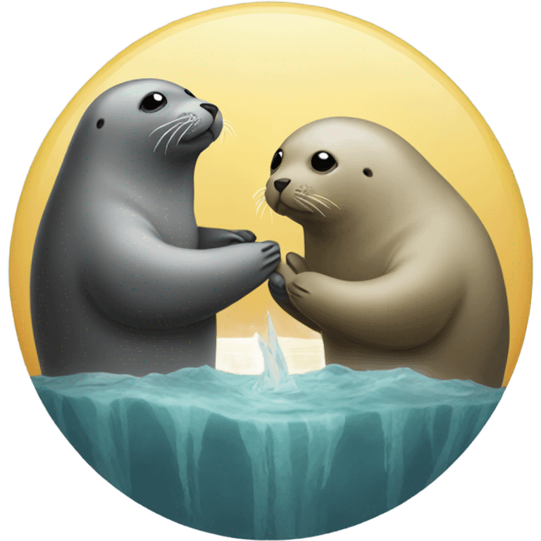 Seals praying to golden seal emoji