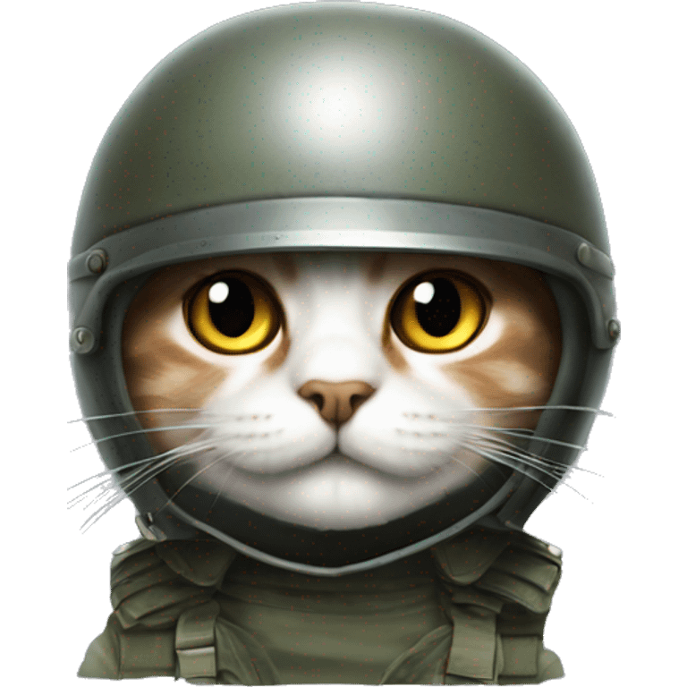 Cat with full metal jacket helmet emoji