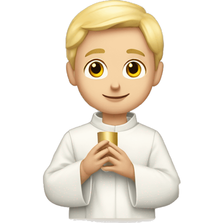 young, blond priest celebrating the eucharist emoji