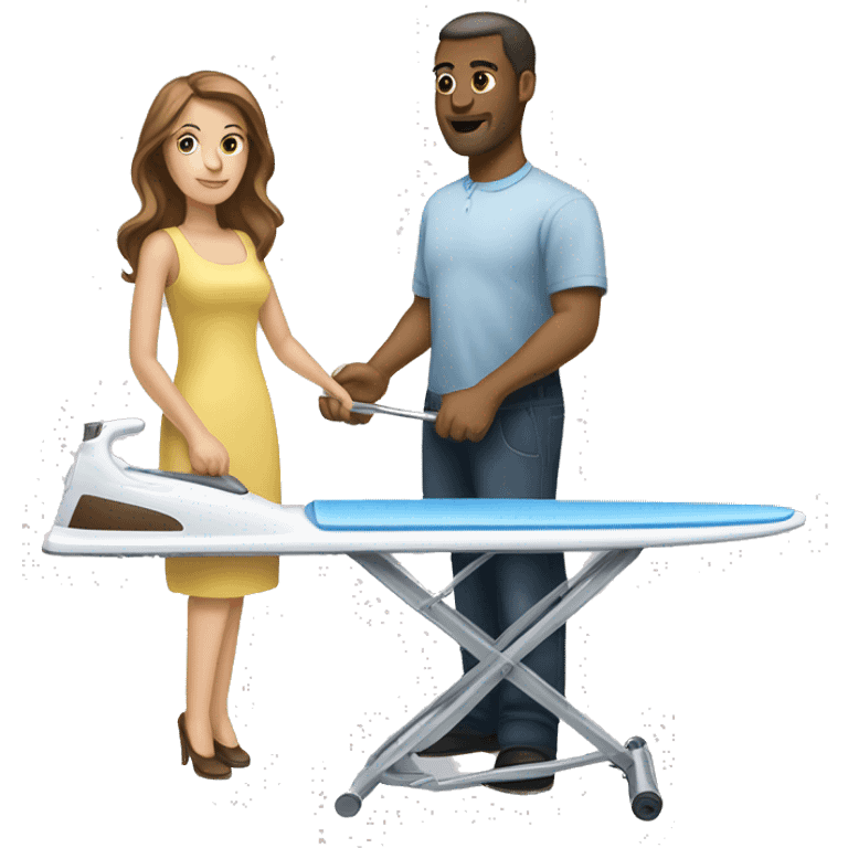  ironing board couple white man white woman with brown hair emoji