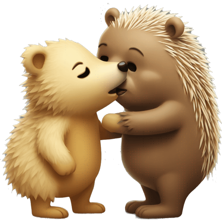 bear kissing hedgehog emoji