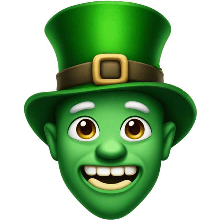 Leprechaun with crossed eyes and an open mouth  emoji