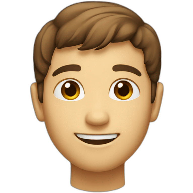 a smiling face with small eyes and brown hair emoji