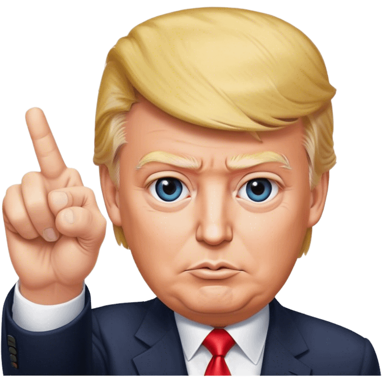 Super realistic Donald Trump pointing index finger up, realistic face emoji