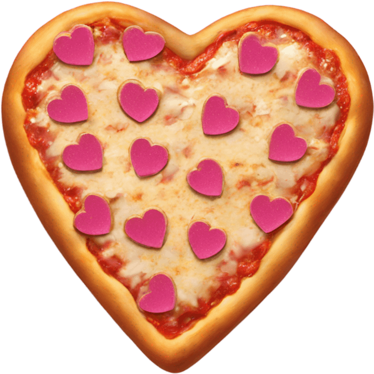 Heart shaped pizza in a pink glitter box  emoji