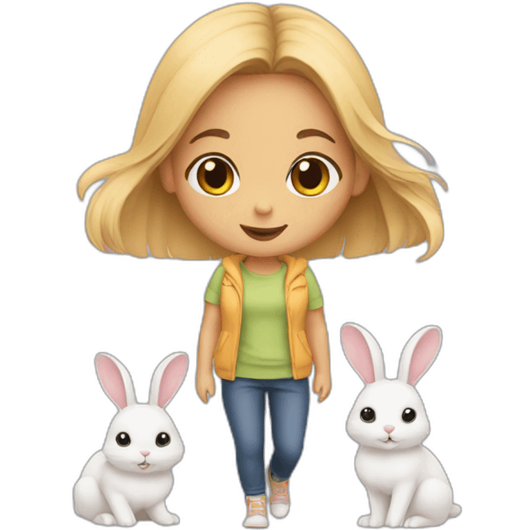 girl and mini rabbits  emoji