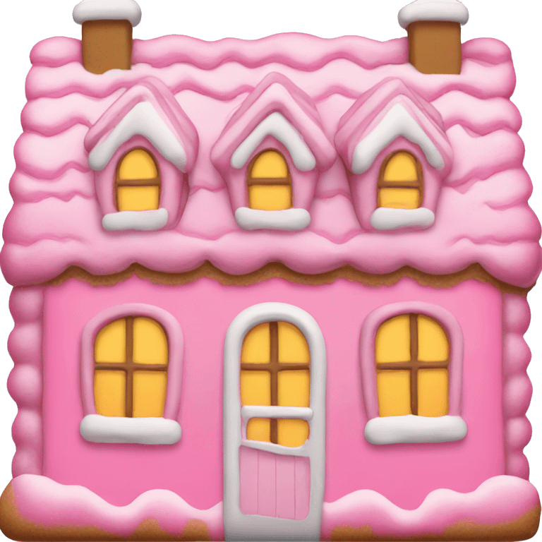 A pink gingerbread house emoji