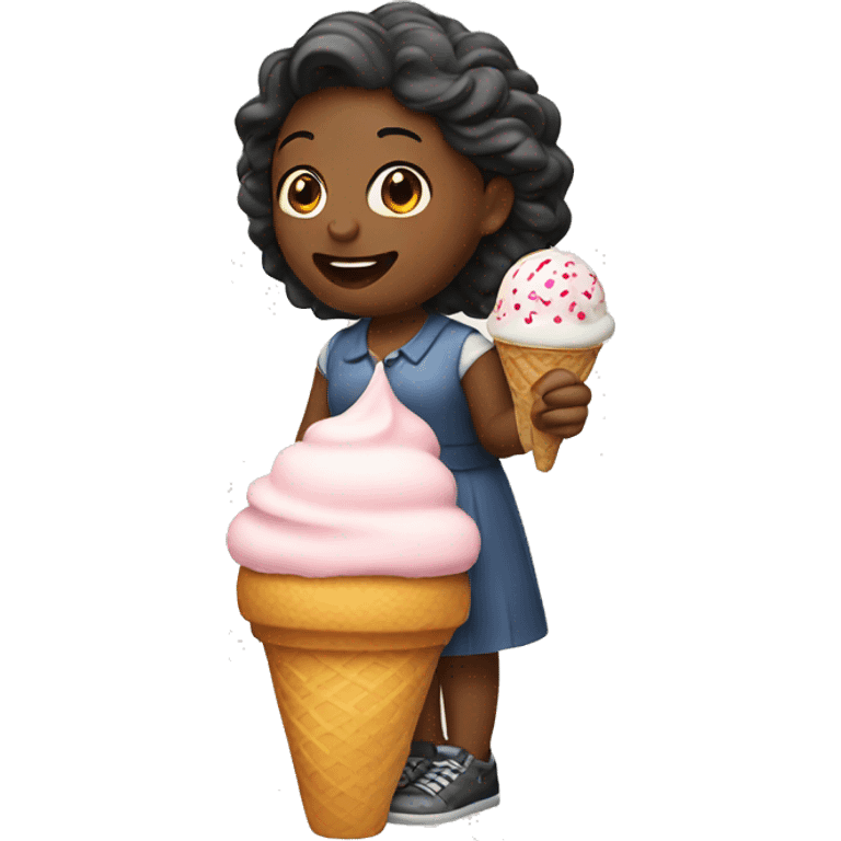 Woman with an ice cream emoji