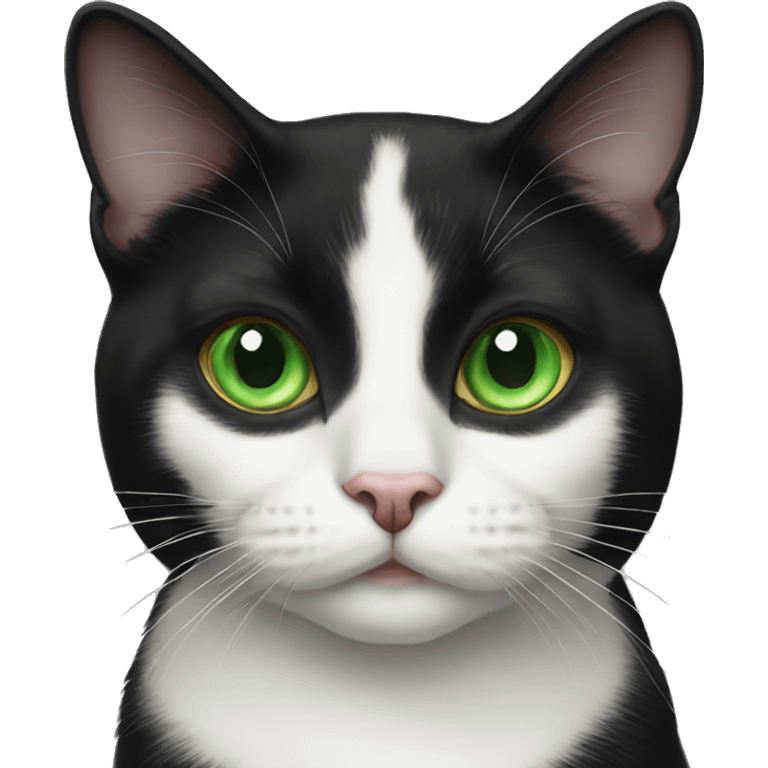 tuxedo cat, green eyes emoji