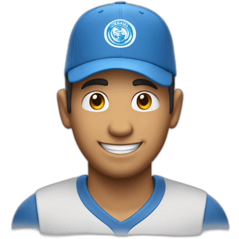 un hombre moreno sonriendo con una gorra coach emoji