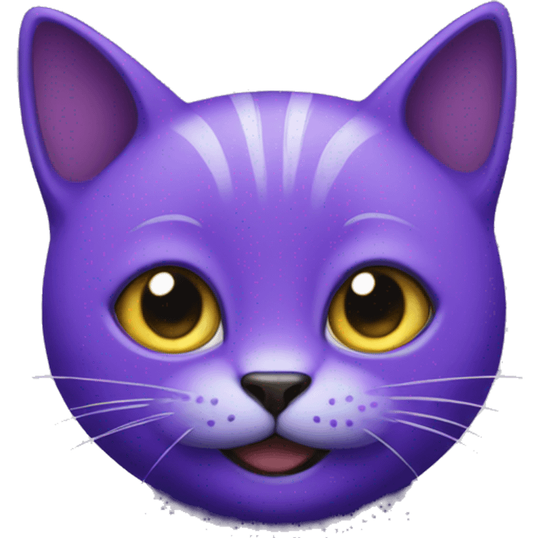 Purple cat say big, black smile emoji