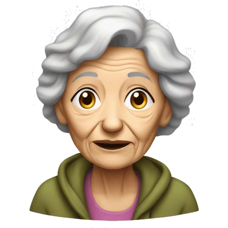 Elderly woman who is homeless, disheveld emoji