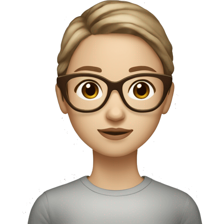 Create a girl with brown eyes and light brown hair and pale skin wearing brown tortoise shell glasses emoji