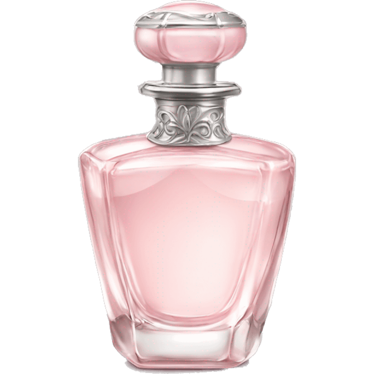 Delicate vintage light pink perfume bottle with silver details emoji