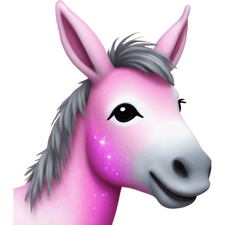 Pink ombre rainbow donkey with glitter  emoji