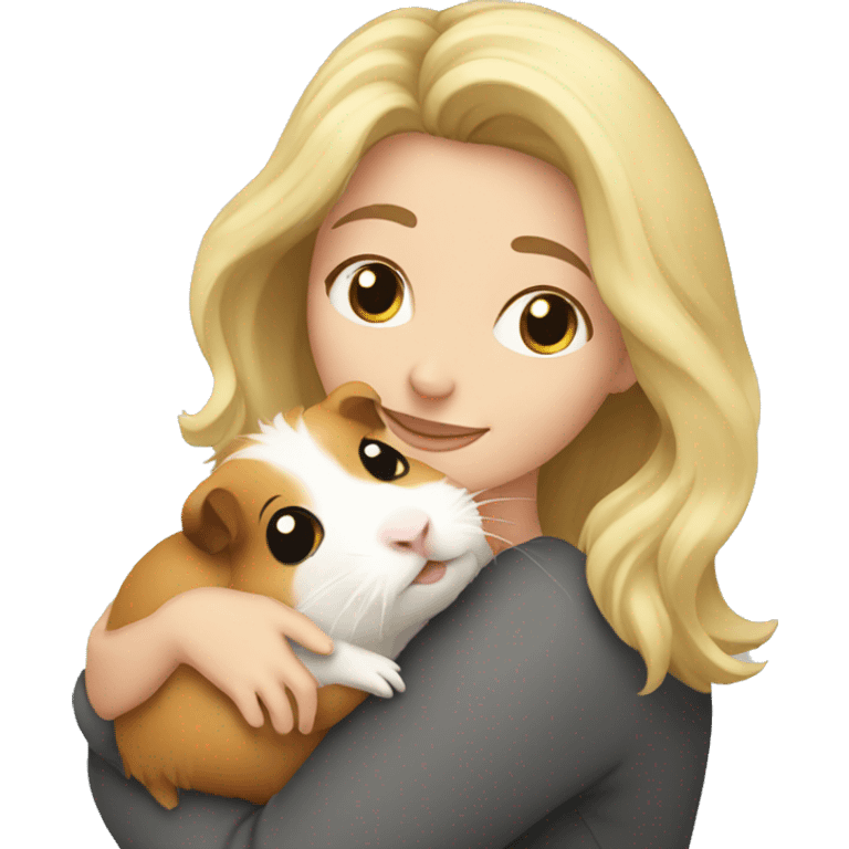 Blonde Woman hugging a guineapig emoji