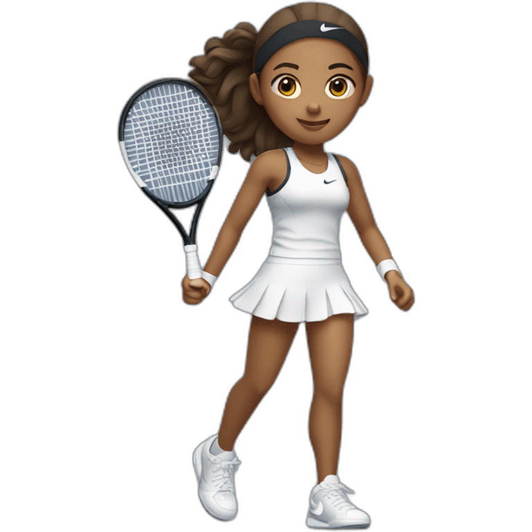 cute tennis female player wearing nike with black racquet emoji