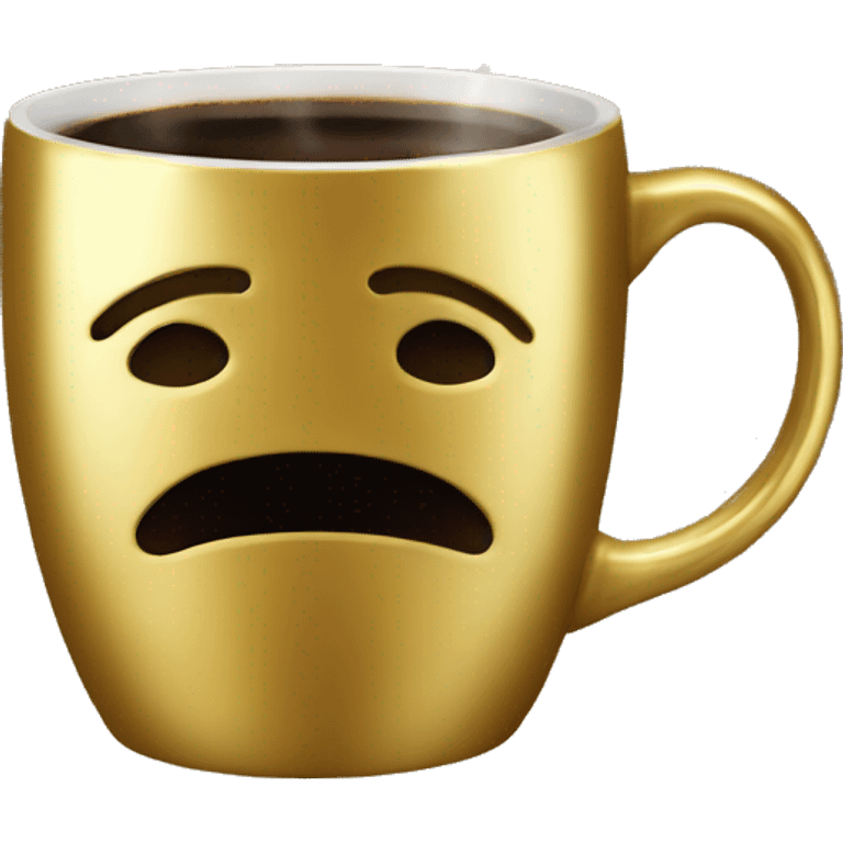 vintage Metallic Gold mug of coffe emoji