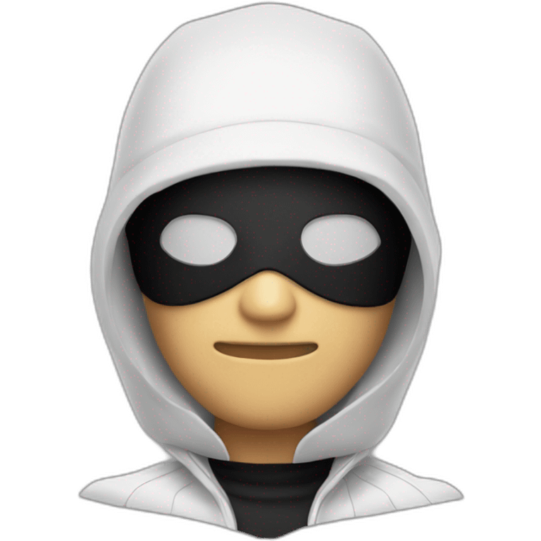 Robber in black mask, black and white suit emoji