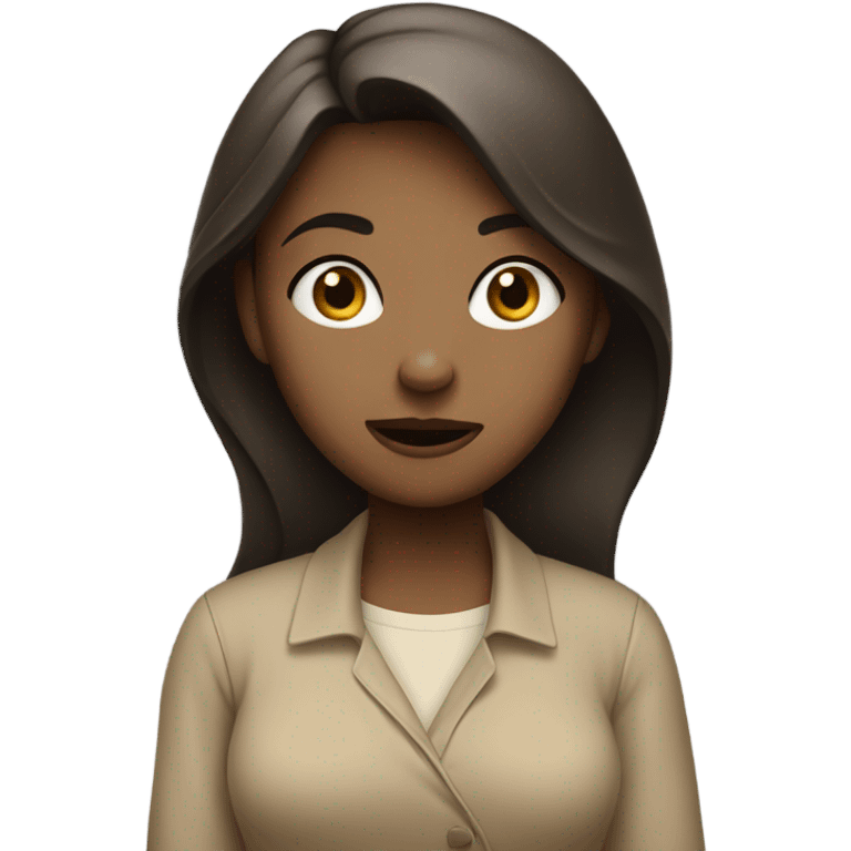 Girl shrugging expression wearing beige clothes emoji