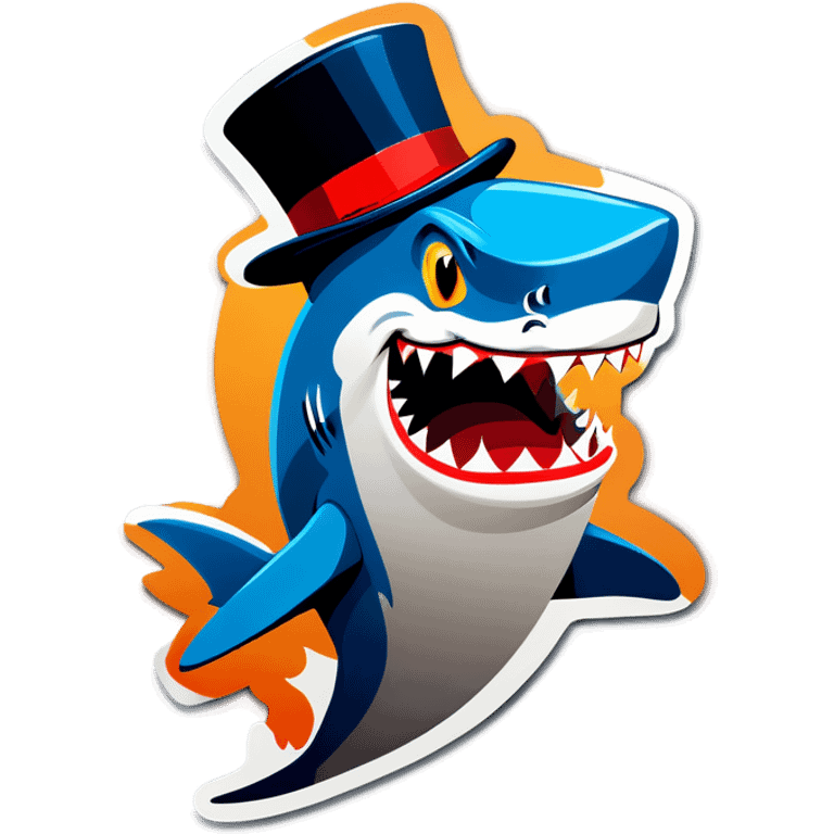 Shark with a top hat emoji