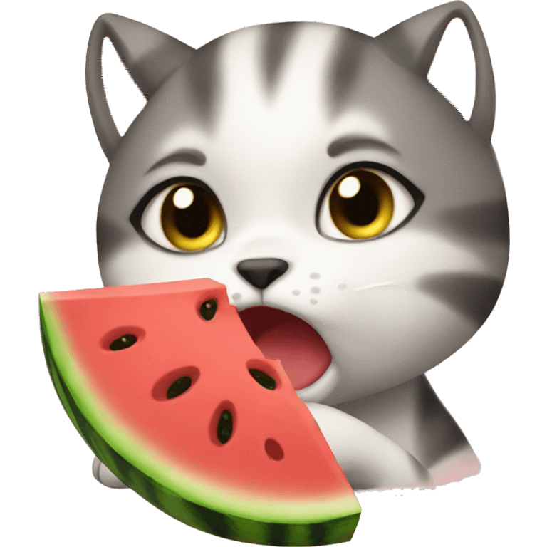 Crying cat eating watermelon  emoji