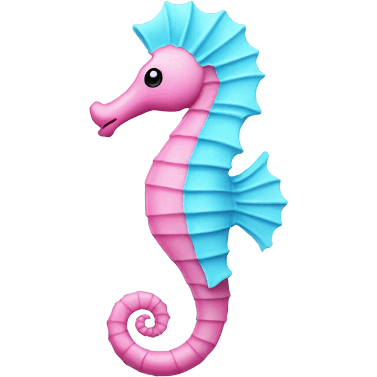 Pink seahorse with light blue details emoji