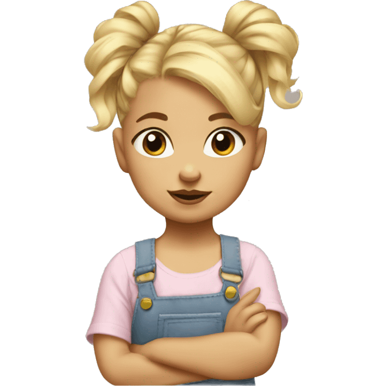 Blond baby girl with messybun emoji