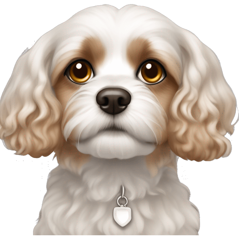 Cavachon with brow patches and brown eyes emoji