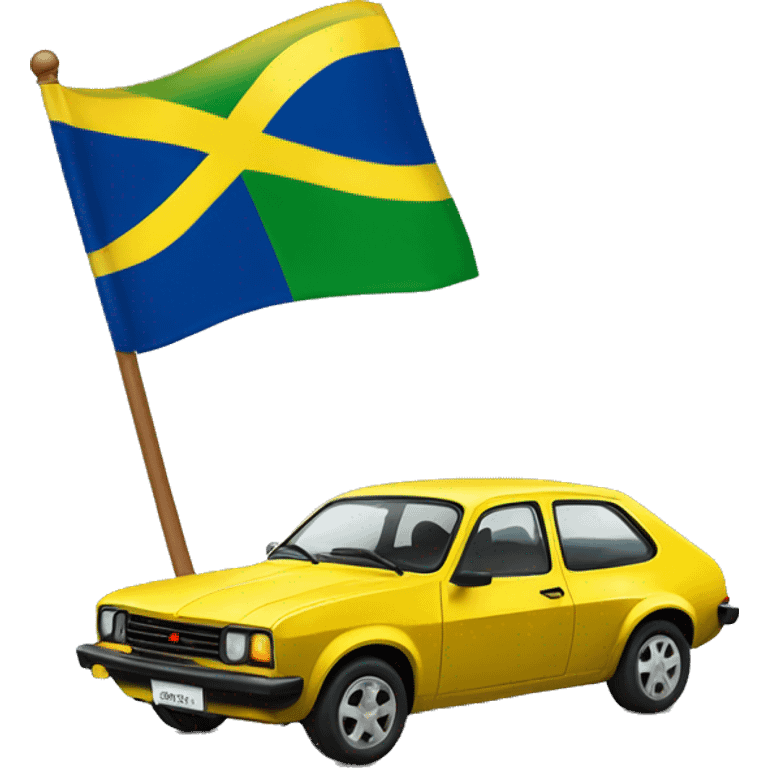 Brasil flag with a red chevette emoji