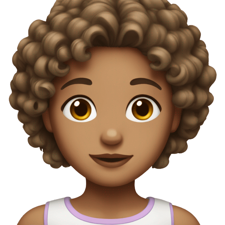 A girl with brown brown eyes and curly and short hair emoji