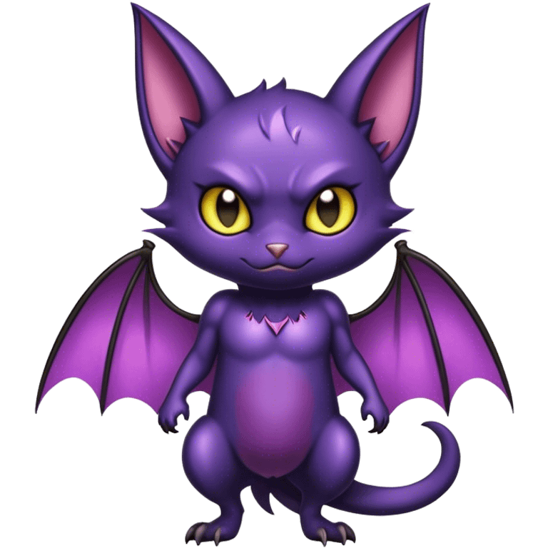 Shiny Dark Cute Cool Badass Noibat-Bat-Cat-fusion-hybrid full body emoji