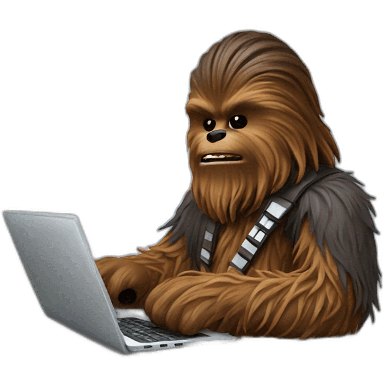 wookie typing on laptop emoji