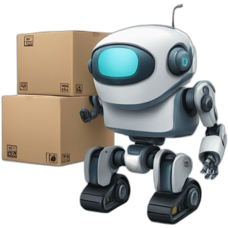 robots assisting in shipment and delivery services emoji