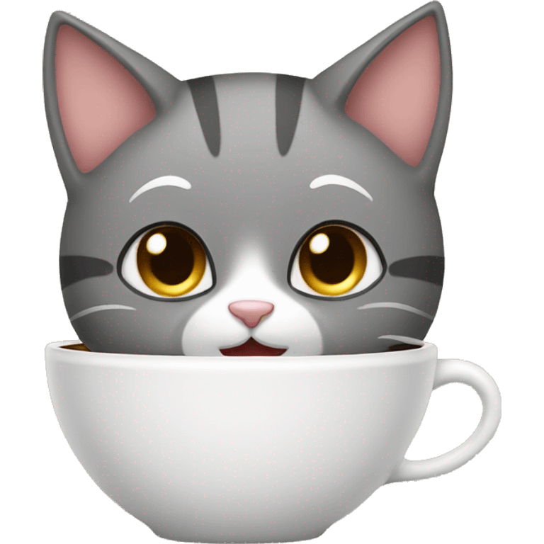 cute kitty drinking a cup of coffee emoji