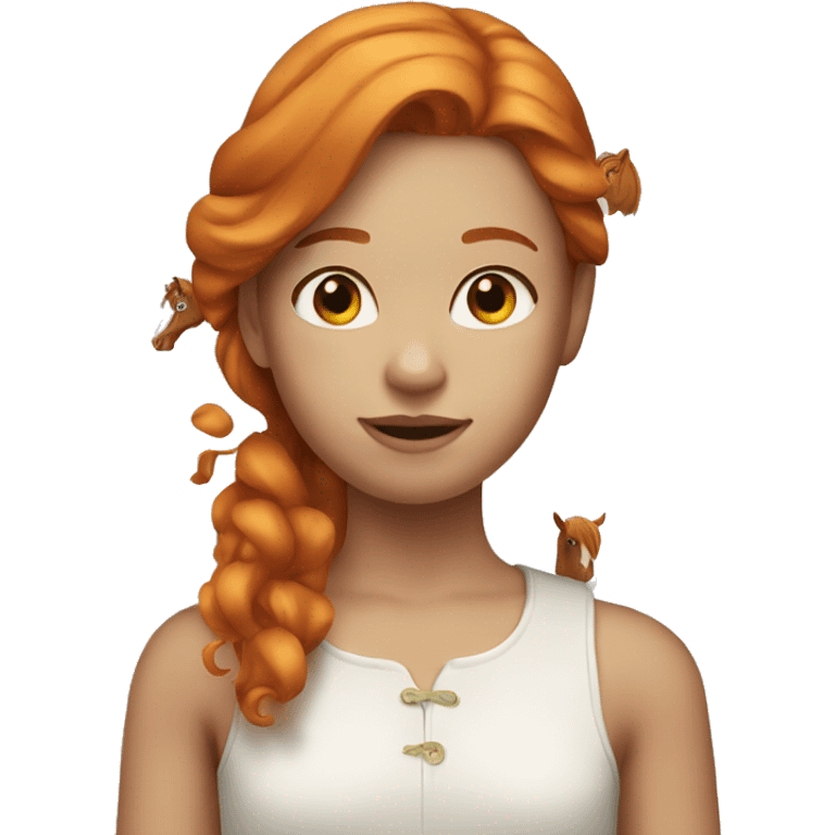 Ginger girl with a horse  emoji