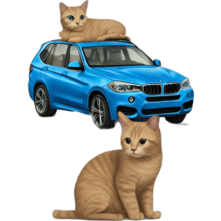 cat in a blue bmw suv emoji