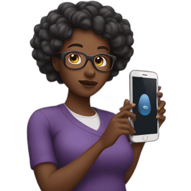 black woman holding a phone emoji