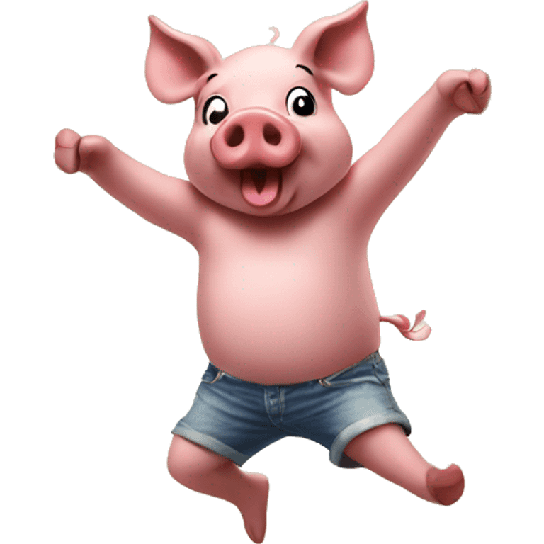 Pig dancing in the beach emoji